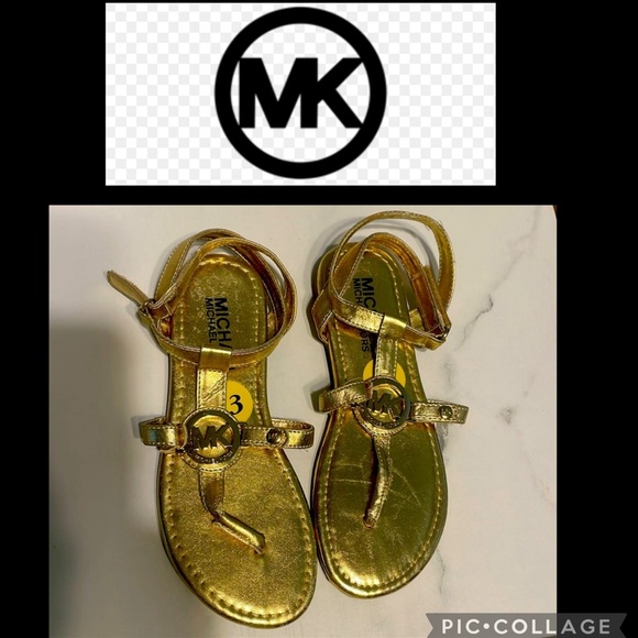 Michael Kors size 13 little girls gently worn gold sandals - Picture 1 of 17